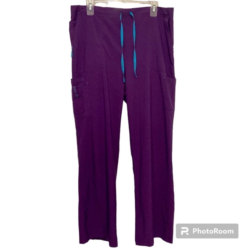 Carhartt Purple Scrub Pants with Teal Drawstring